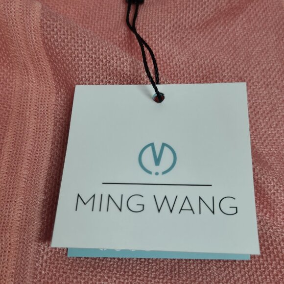 Ming Wang Women's Size L Dolman Sleeve Knit Tunic Orange Burst Tonal Stripes (63 - Picture 4 of 11